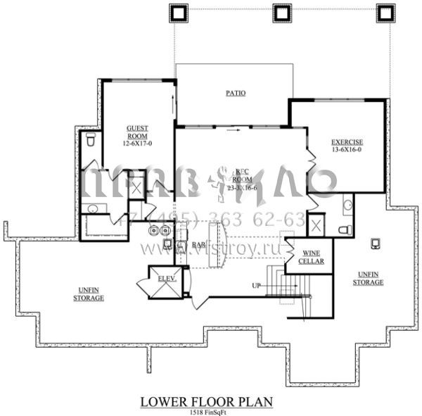 Проект одноэтажного дома с гаражом на три и более машин в стиле Шале S5-396 (5631-00056)
