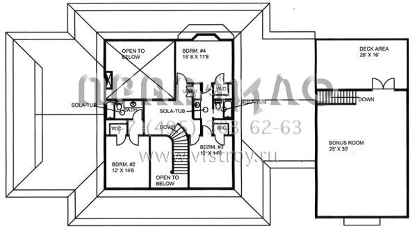 Проект двухэтажного дома с гаражом на три и более машин в стиле Ранчо S5-332 (039-00646)