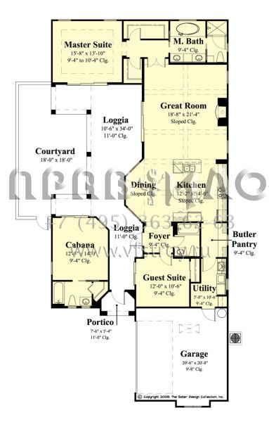 Проект одноэтажного дома с гаражом на две машины в прибрежном стиле S5-176 (8436-00024)