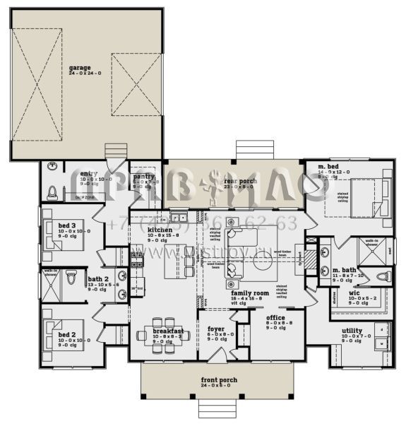 Проект одноэтажного дома с гаражом на две машины в современном стиле S5-156 (7174-00016)