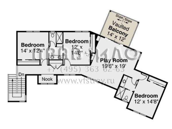 Проект двухэтажного дома с гаражом на три и более машин в американском стиле S5-425 (035-00992)