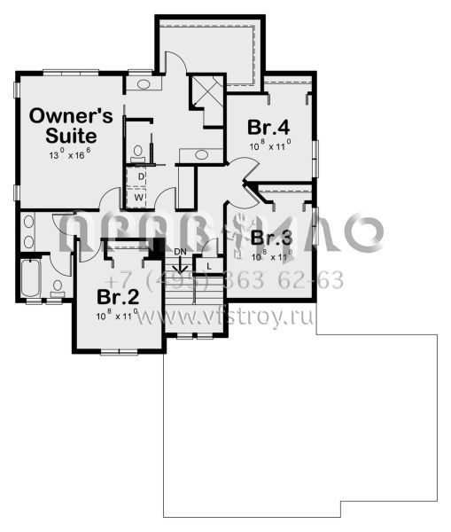 Проект двухэтажного дома с гаражом на три и более машин в американском стиле S5-306 (402-01609)