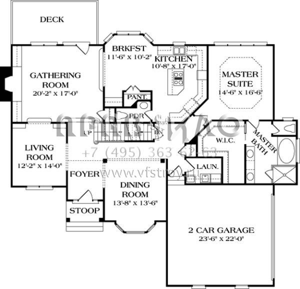 Проект двухэтажного дома с гаражом на две машины в стиле Ранчо S5-410 (3323-00346)