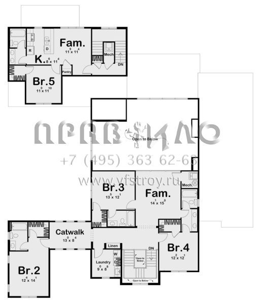 Проект двухэтажного дома с гаражом на три и более машин в современном стиле S5-447 (963-00791)