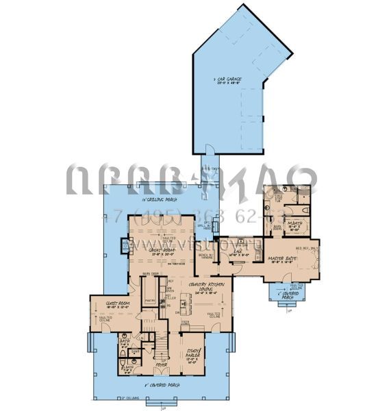 Проект двухэтажного дома с гаражом на три и более машин в современном стиле S5-310 (8318-00103)