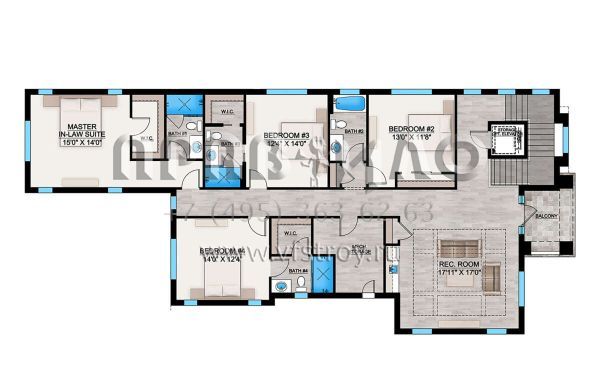 Проект двухэтажного дома с гаражом на три и более машин в прибрежном стиле S5-441 (207-00114)