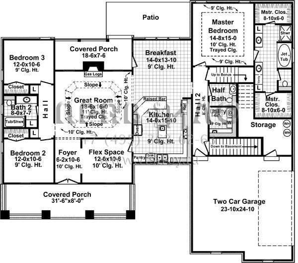 Проект одноэтажного дома с гаражом на две машины в американском стиле S5-194 (348-00226)