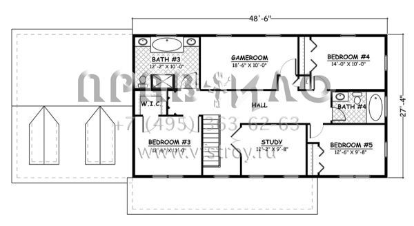 Проект двухэтажного дома с гаражом на две машины в стиле Особняк S5-246 (526-00058)