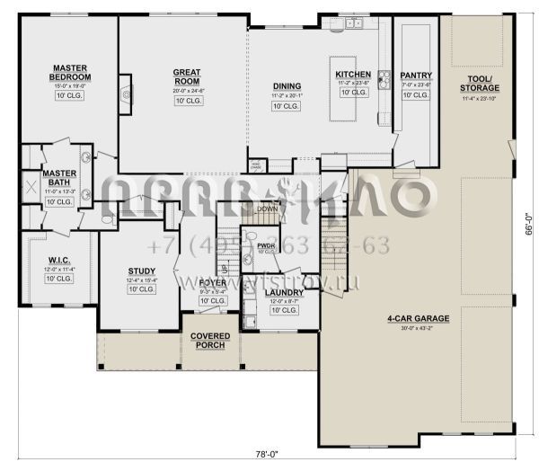 Проект двухэтажного дома с гаражом на три и более машин в американском стиле S5-404 (1958-00009)