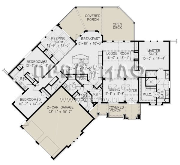 Проект одноэтажного дома с гаражом на две машины в американском стиле S5-237 (699-00312)
