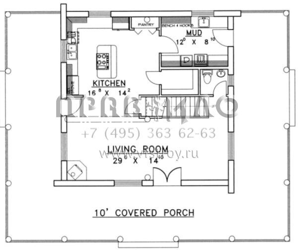 Проект трехэтажного дома без гаража в русском стиле S5-190 (039-00047)