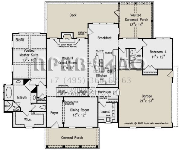 Проект двухэтажного дома с гаражом на две машины в стиле Ранчо S5-251 (8594-00244)