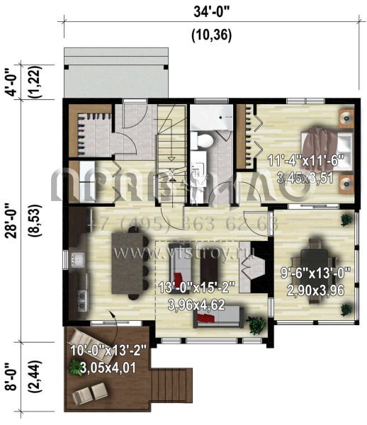 Проект двухэтажного дома без гаража в современном стиле S5-131 (6146-00557)