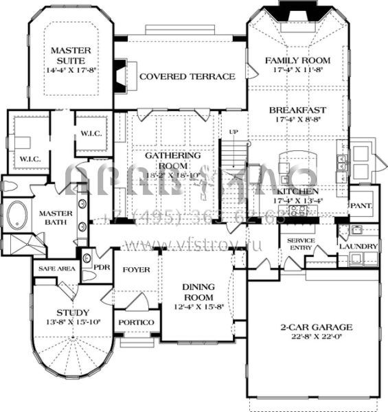 Проект двухэтажного дома с гаражом на две машины в английском стиле S5-381 (3323-00626)