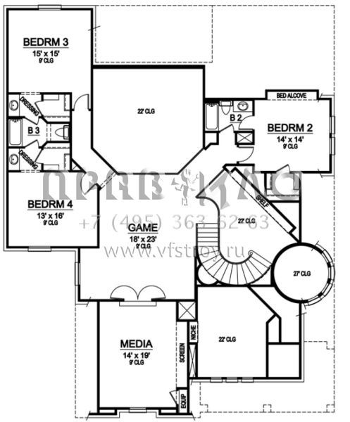 Проект двухэтажного дома с гаражом на три и более машин в английском стиле S5-459 (5445-00087)