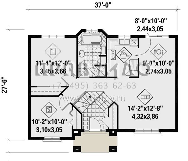Проект одноэтажного дома без гаража в английском стиле S5-86 (6146-00428)