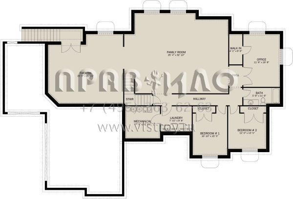 Проект одноэтажного дома с гаражом на три и более машин в стиле Ранчо S5-239 (2802-00259)