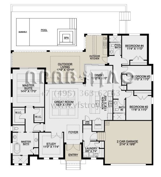 Проект одноэтажного дома с гаражом на две машины в прибрежном стиле S5-228 (207-00133)