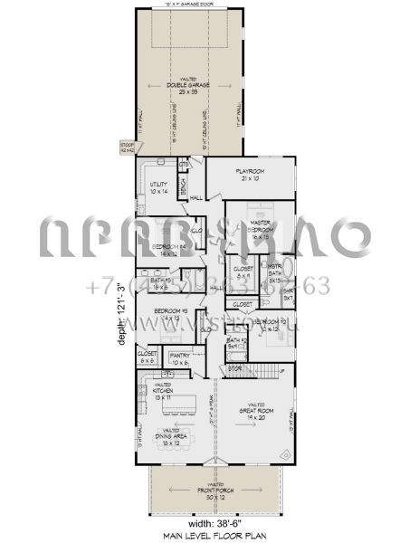 Проект двухэтажного дома с гаражом на три и более машин в стиле БарнХаус S5-296 (940-00556)