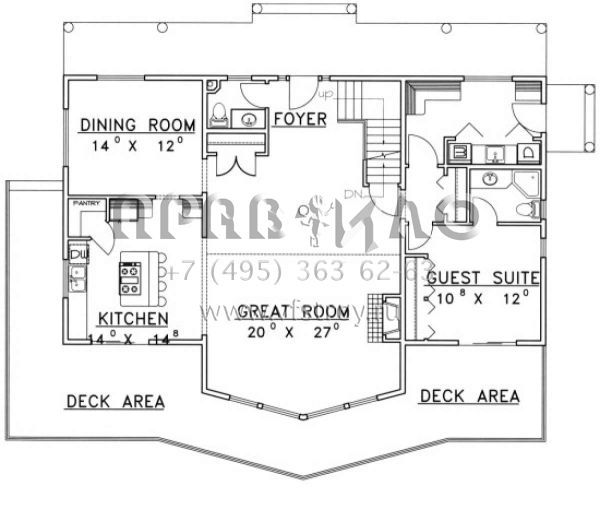 Проект двухэтажного дома без гаража в стиле Ранчо S5-246 (039-00449)