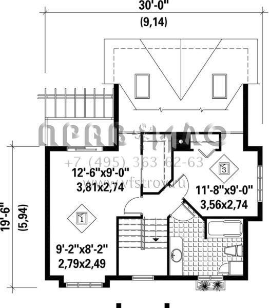 Проект двухэтажного дома без гаража в стиле Шале S5-197 (6146-00129)