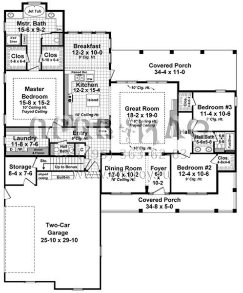 Проект одноэтажного дома с гаражом на две машины в стиле Ранчо S5-200 (348-00272)