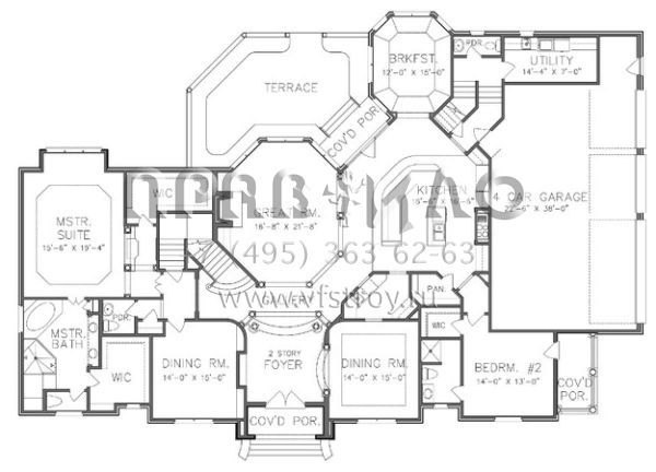 Проект двухэтажного дома с гаражом на три и более машин в современном стиле S5-554 (6819-00016)