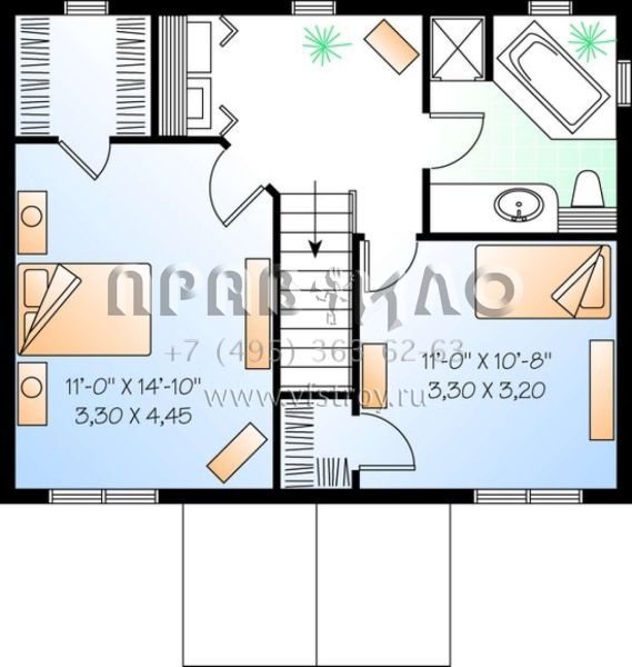 Проект двухэтажного дома без гаража в стиле Ранчо S5-110 (034-00929)