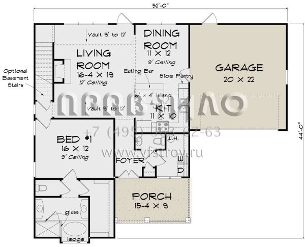 Проект двухэтажного дома с гаражом на две машины в стиле Ранчо S5-174 (4848-00361)