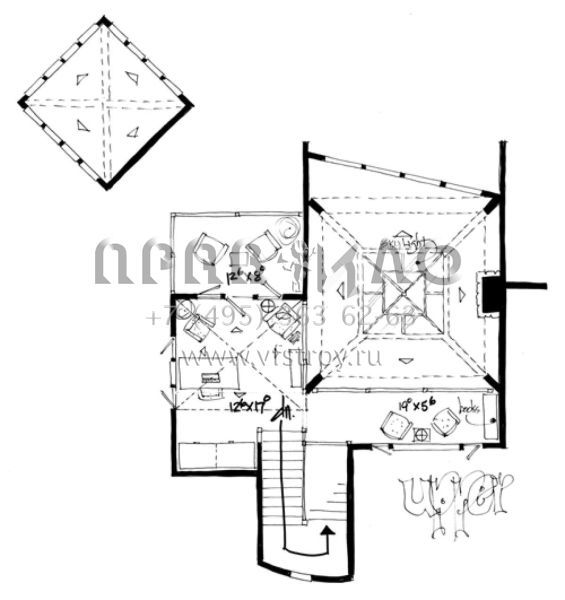 Проект двухэтажного дома с гаражом на три и более машин в стиле Райт S5-379 (1907-00011)