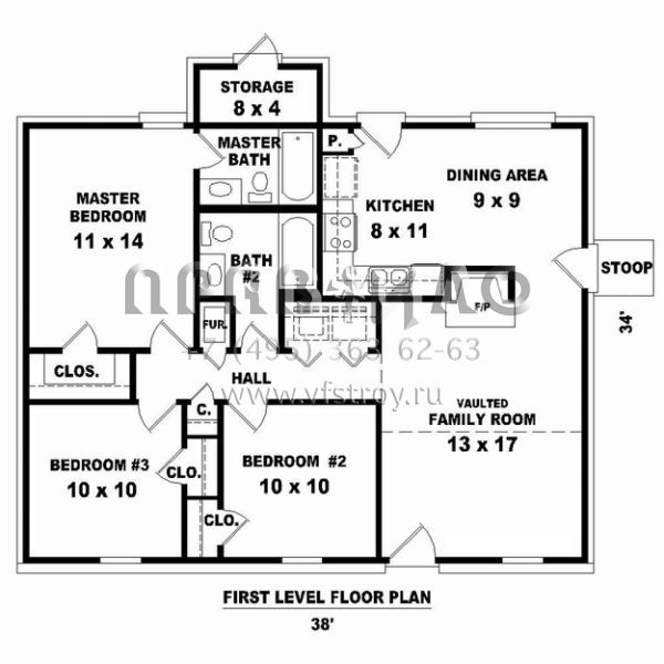 Проект одноэтажного дома без гаража в стиле Ранчо S5-103 (053-02286)
