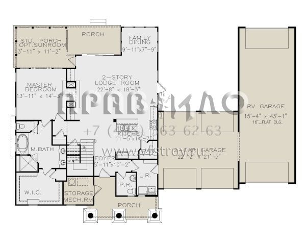 Проект двухэтажного дома с гаражом на три и более машин в стиле БарнХаус S5-223 (699-00299)