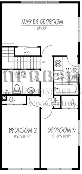 Проект двухэтажного дома без гаража в стиле Ранчо S5-140 (1754-00023)