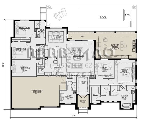 Проект одноэтажного дома с гаражом на три и более машин в современном стиле S5-278 (5565-00073)