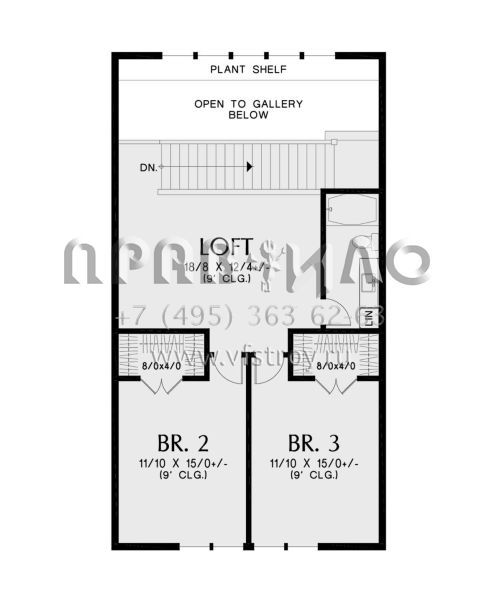 Проект двухэтажного дома с гаражом на три и более машин в стиле БарнХаус S5-281 (2559-00995)