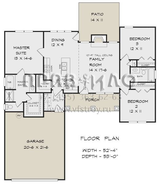 Проект одноэтажного дома с гаражом на две машины в стиле Ранчо S5-127 (6082-00153)
