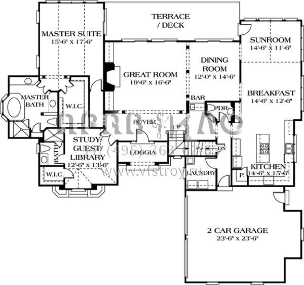 Проект двухэтажного дома с гаражом на две машины в английском стиле S5-393 (3323-00242)