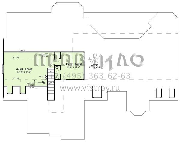 Проект двухэтажного дома с гаражом на три и более машин в стиле Ранчо S5-454 (110-01103)