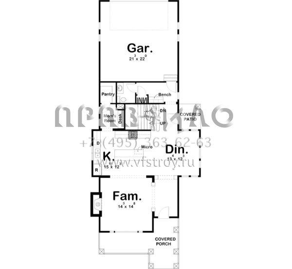 Проект двухэтажного дома с гаражом на две машины в стиле Ранчо S5-214 (963-00263)