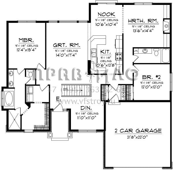 Проект одноэтажного дома с гаражом на две машины в стиле Ранчо S5-179 (1020-00188)