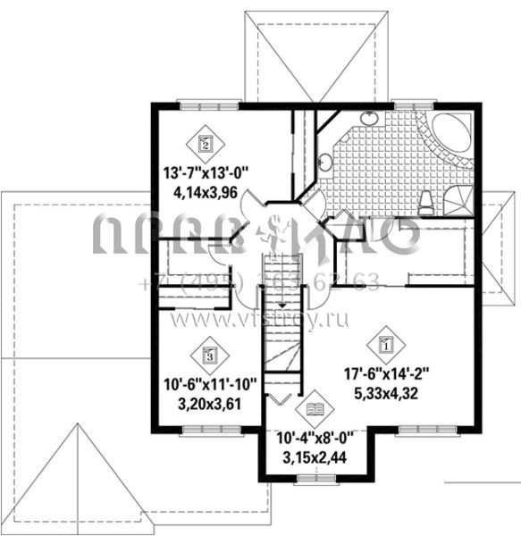 Проект двухэтажного дома с гаражом на две машины в стиле Ранчо S5-220 (6146-00216)