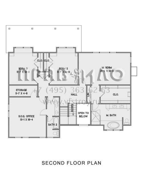 Проект двухэтажного дома с гаражом на две машины в стиле Ранчо S5-253 (4351-00038)
