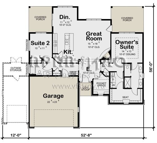 Проект одноэтажного дома с гаражом на две машины в американском стиле S5-148 (402-01584)