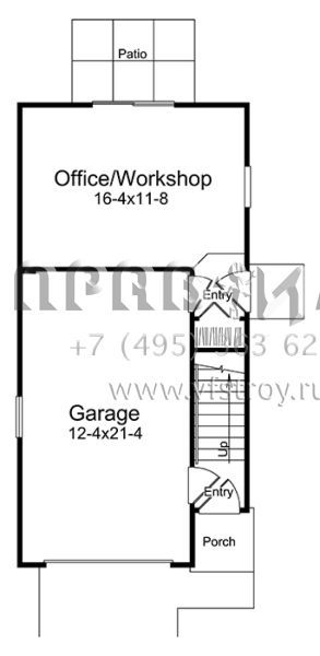 Проект двухэтажного дома с гаражом на одну машину в стиле Ранчо S5-61 (5633-00236)