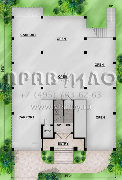 Проект одноэтажного дома с гаражом на две машины в прибрежном стиле S5-179 (207-00085)