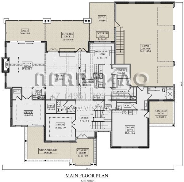 Проект двухэтажного дома с гаражом на три и более машин в стиле Ранчо S5-519 (5631-00211)