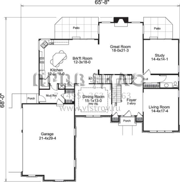 Проект двухэтажного дома с гаражом на три и более машин в современном стиле S5-369 (5633-00166)