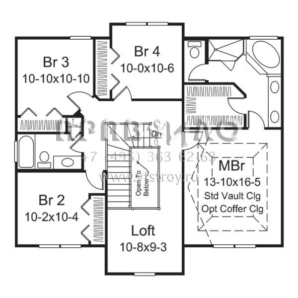 Проект двухэтажного дома с гаражом на две машины в стиле Ранчо S5-242 (5633-00283)