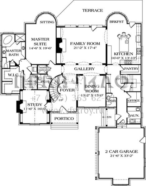 Проект двухэтажного дома с гаражом на две машины в английском стиле S5-397 (3323-00432)
