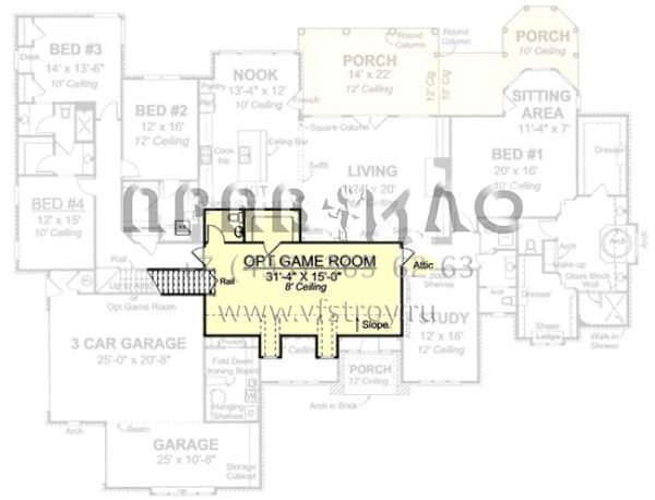 Проект одноэтажного дома с гаражом на три и более машин в стиле Ранчо S5-380 (4848-00138)